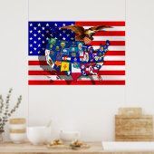 Amerikaanse vlag Amerikaanse vlaggen Amerikaanse v Poster (Keuken)