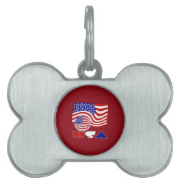 Amerikaanse vlag Amerikaanse Voetbal rode achtergr Huisdieren Naamplaatje