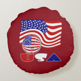 Amerikaanse vlag Amerikaanse Voetbal rode achtergr Rond Kussen