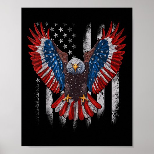 Amerikaanse Vlag Amerikaanse Zeearend 4 juli Ameri Poster (Voorkant)