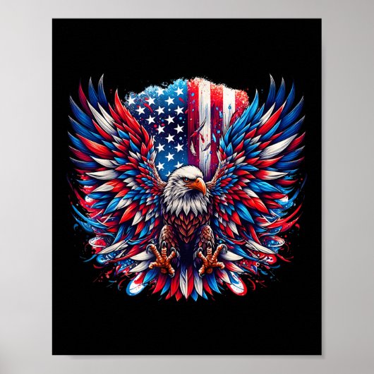 Amerikaanse Vlag Amerikaanse Zeearend Patriottisch Poster (Voorkant)