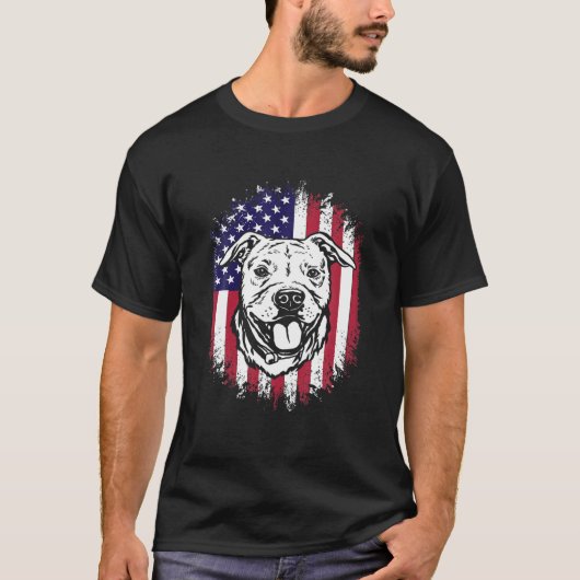 Amerikaanse vlag Amstaff American Staffordshire Te T-shirt (Voorkant)