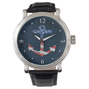  Amerikaanse vlag Anchor Nautical US Horloge