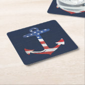  Amerikaanse vlag Anchor Nautical US Kartonnen Onderzetters (Schuin)