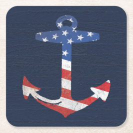  Amerikaanse vlag Anchor Nautical US Kartonnen Onderzetters