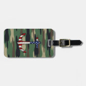 Amerikaanse vlag Anchor op Camo Bagagelabel (Voorkant horizontaal)