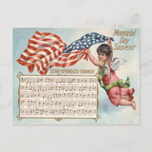 Amerikaanse vlag Angel Cherub Star-Spangled Banner Briefkaart (Voorkant)