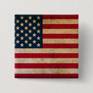 Amerikaanse vlag Antiek Grunge Vierkante Button 5,1 Cm
