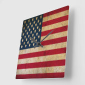  Amerikaanse vlag Antiek Grunge Vierkante Klok (Hoek)