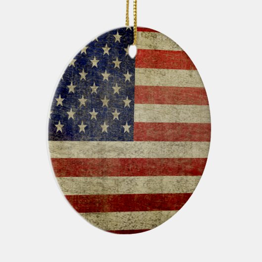 Amerikaanse vlag - Antiek - noodfineer Keramisch Ornament (Rechts)