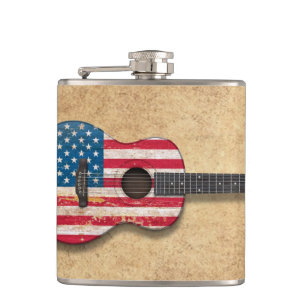 Amerikaanse vlag Aoustic Guitar Heupfles