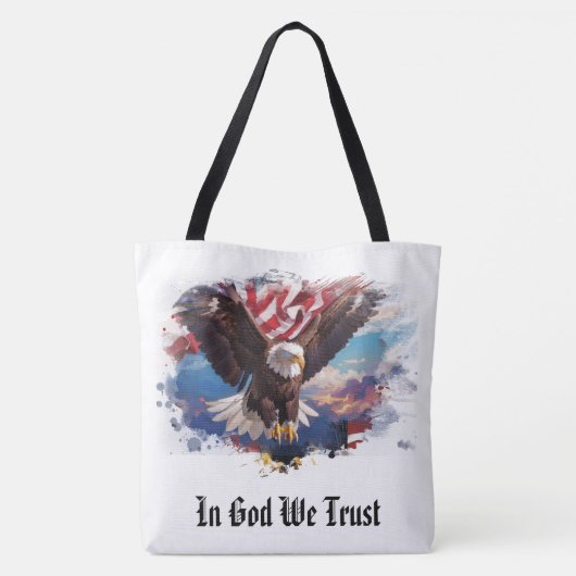 *~* Amerikaanse vlag AP27 Eagle Sky Patriottisch Tote Bag (Achterkant)