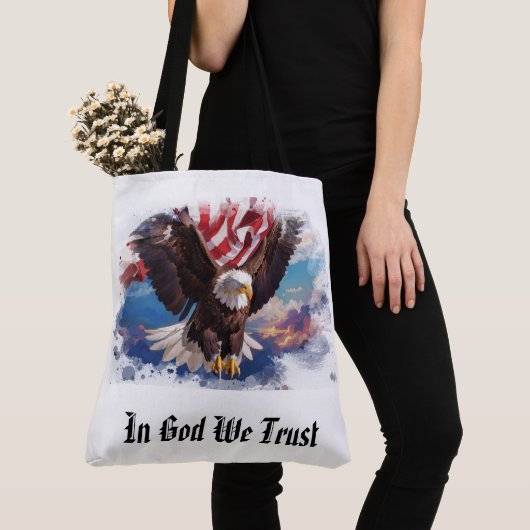 *~* Amerikaanse vlag AP27 Eagle Sky Patriottisch Tote Bag (Dichtbij)