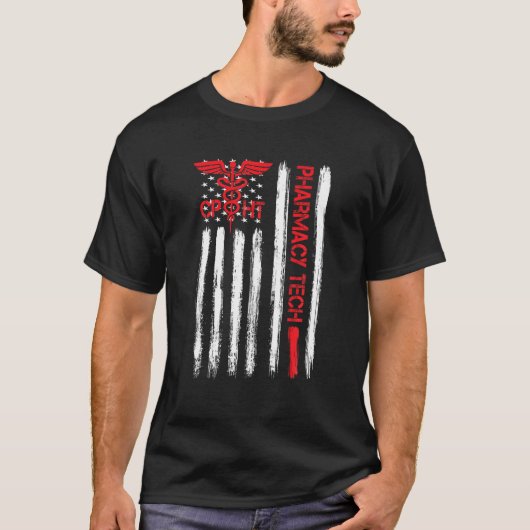 Amerikaanse vlag apotheek technicus CPhT Tech Phar T-shirt (Voorkant)