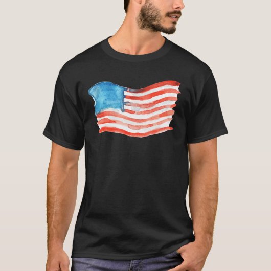 Amerikaanse Vlag aquarel T-shirt (Voorkant)