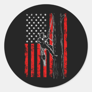 Amerikaanse vlag Arborist Fathers Day op de rug Ronde Sticker