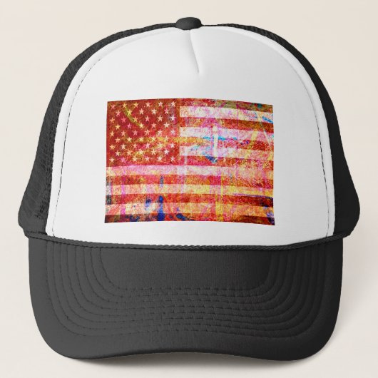 Amerikaanse vlag Art Grunge #2 Trucker Pet (Voorkant)