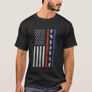 Amerikaanse vlag ASL Amerikaanse gebarentaal Ameri T-shirt