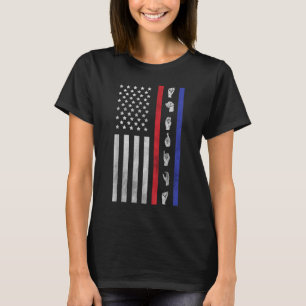 Amerikaanse vlag ASL Amerikaanse gebarentaal Ameri T-shirt
