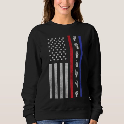 Amerikaanse vlag ASL Amerikaanse gebarentaal Ameri Trui (Voorkant)