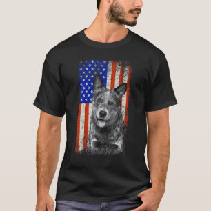 Amerikaanse Vlag Australian Cattle Dog Vader Moede T-shirt