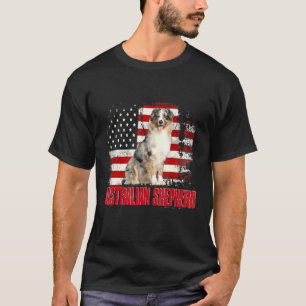 Amerikaanse vlag Australische Shepherd Dog T-shirt