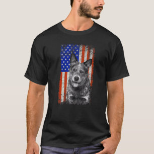 Amerikaanse vlag Australische veestapel hond pap m T-shirt