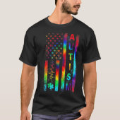 Amerikaanse vlag Autism Awareness Teacher Mam Stro T-shirt (Voorkant)