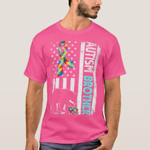 Amerikaanse vlag Autism Brother Beer Autis T-shirt