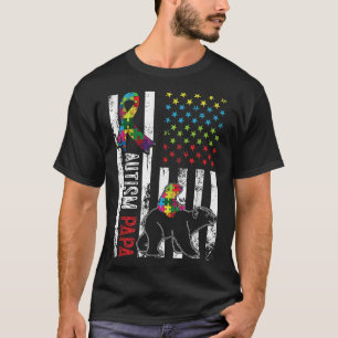 Amerikaanse vlag Autism Papa Beer Awarenes T-shirt