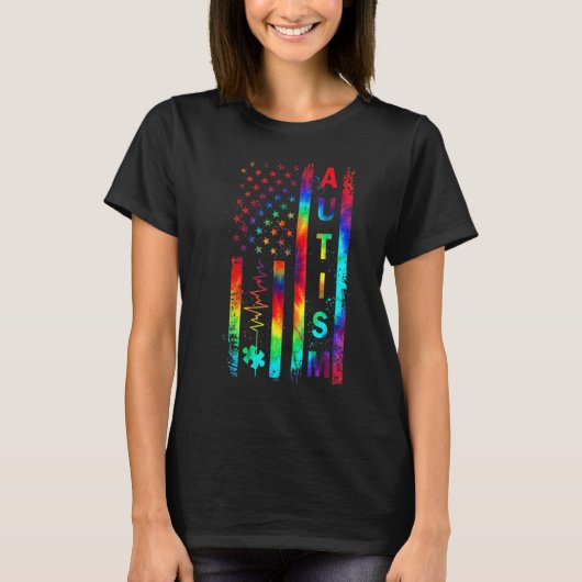 Amerikaanse Vlag Autisme Bewustzijn Docent Moeder T-shirt (Voorkant)
