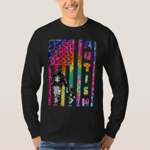 Amerikaanse Vlag Autisme Bewustzijn Leraar Moeder  T-shirt