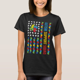 Amerikaanse Vlag Autisme Bewustzijn Puzzel Steun T T-shirt