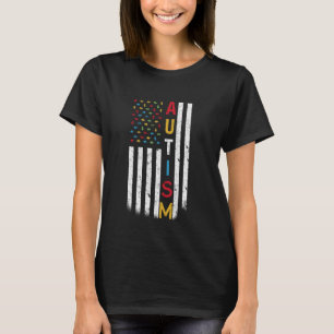 Amerikaanse Vlag Autisme Bewustzijn Steun Neurodiv T-shirt