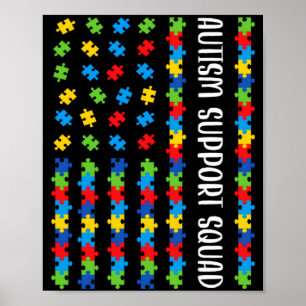 Amerikaanse Vlag Autisme Bewustzijns Puzzel Steun Poster