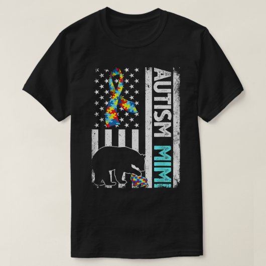 Amerikaanse vlag Autisme Mimi Beer Autistic T-shirt (Design voorkant)