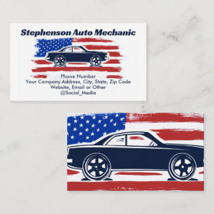 Amerikaanse Vlag Auto Mechanic Service Visitekaartje