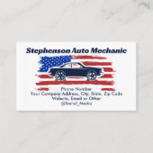  Amerikaanse Vlag Auto Mechanic Service Visitekaartje (Voorkant)