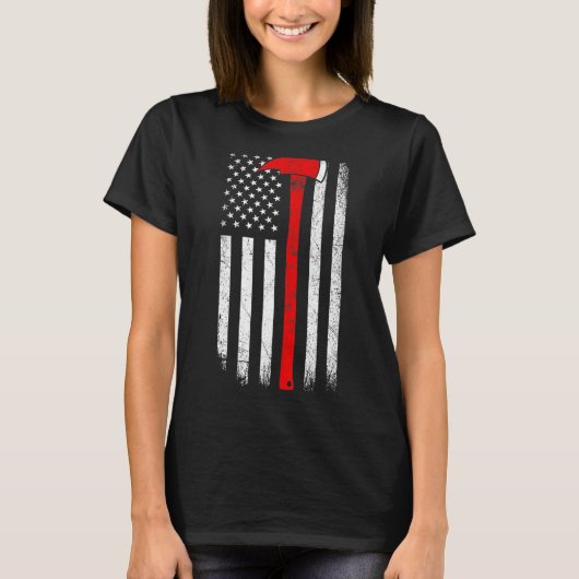 -Amerikaanse vlag Ax Thin Red Line Firefight T-shirt (Voorkant)
