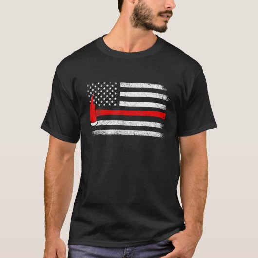 -Amerikaanse vlag Ax Thin Red Line Firefight T-shirt (Voorkant)