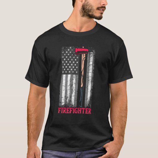 Amerikaanse vlag Ax Thin Red Line Patriot Firefigh T-shirt (Voorkant)