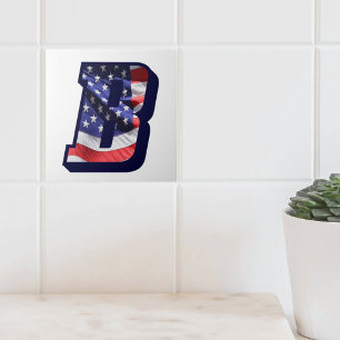 Amerikaanse vlag "B" Grote fotokeramische Tegel Tegeltje
