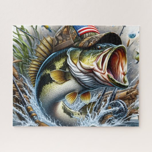 Amerikaanse Vlag Baars Vis Legpuzzel (Horizontaal)