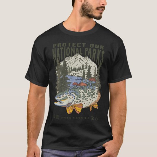 Amerikaanse Vlag Baars Vissen T-shirt (Voorkant)