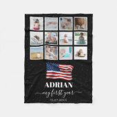 Amerikaanse vlag Baby eerste jaar fotocollage Fleece Deken (Voorkant)