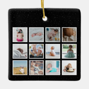 Amerikaanse vlag Baby eerste jaar fotocollage Keramisch Ornament