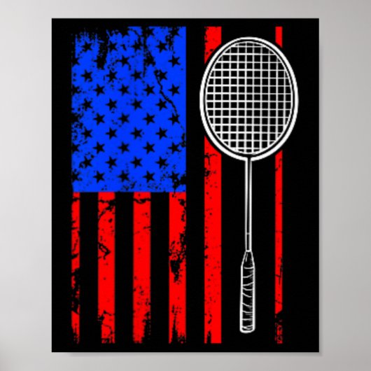 Amerikaanse vlag Badminton Poster (Voorkant)