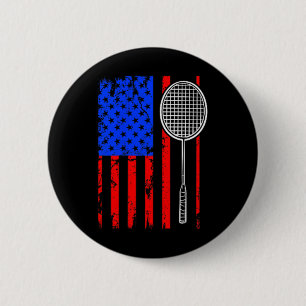 Amerikaanse Vlag Badminton Ronde Button 5,7 Cm