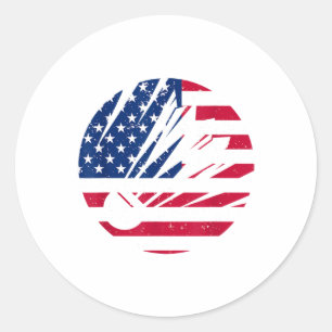 Amerikaanse Vlag Badminton Shirt Heren Patriottisc Ronde Sticker
