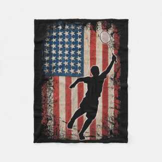 Amerikaanse Vlag Badminton Shuttle Kunst Sporten  Fleece Deken
